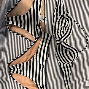 J crew bikini striped navy and white